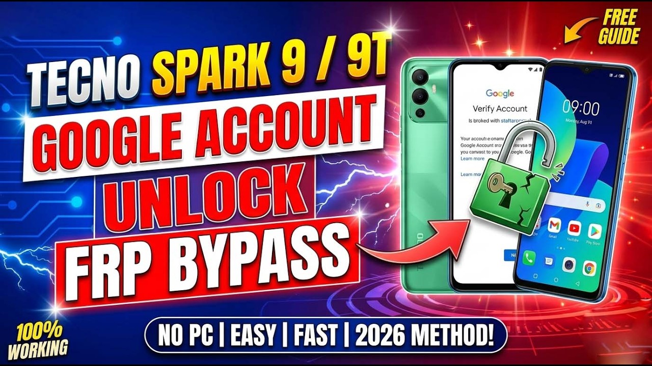 Tecno Spark 9 FRP Bypass | Tecno Spark 9T Google Account, Unlock Tecno Spark 9 Google Account Lock