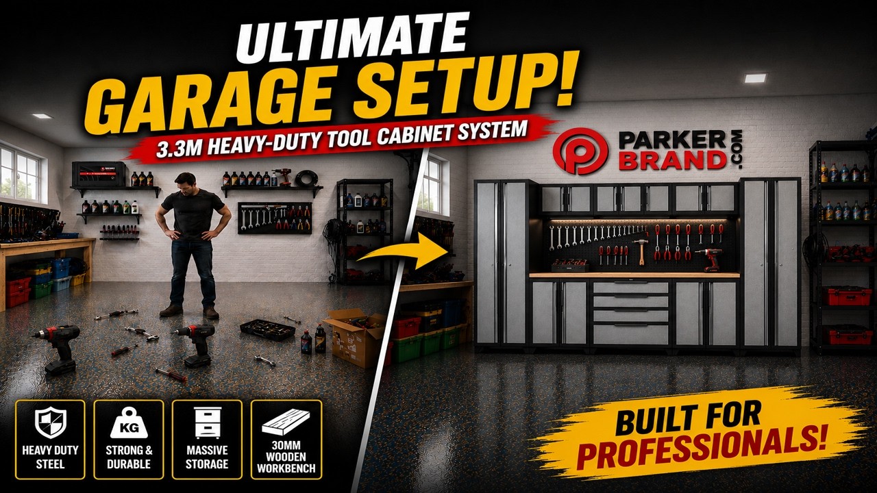 Watch the ParkerBrand Heavy-Duty Steel Tool Cabinet System video