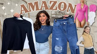 MULTI-PACK BASICS YOU NEED FROM AMAZON! + PETITE FRIENDLY TRENDY JEANS! | AMAZON TRY ON FASHION HAUL