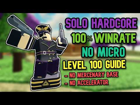 How to Win SOLO HARDCORE NO MICRO + NO MERCENARY BASE FULL GUIDE - Tower Defense Simulator | TDS