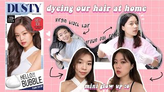 I DYED MY HAIR AT HOME *chaotic* | Hello Bubble x Blackpink (Dusty Ash)