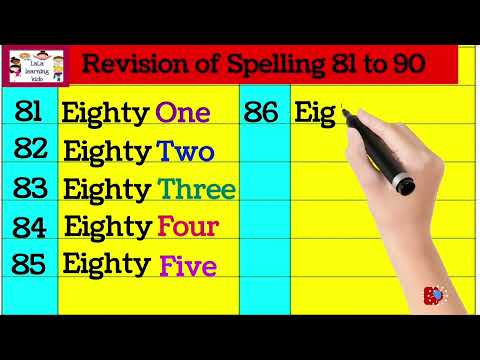 Revision of Spelling 80 to 90 / Number Name in English / Number in Words/ Sankhyaon ke Naam/ Reena