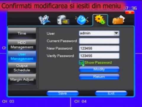 Setare parola pentru DVR Stand Alone gama pur analogica (doar CVBS)