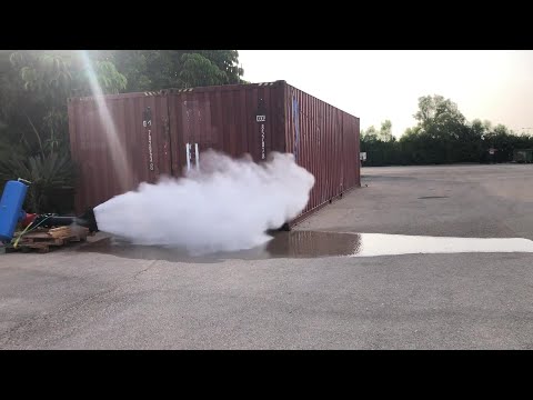 Hybrid AirMace™ air-water blast cannon in operation — video