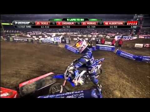 James Stewart crashes at RD1 A1 2012 AMA Supercross