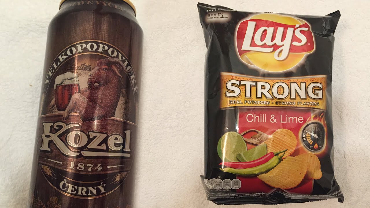 LAYS Strong Chili & Lime and KOZEL Beer from Czech Republic
