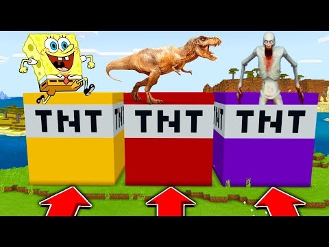 Minecraft PE : DO NOT CHOOSE THE WRONG TNT! (Spongebob, T-Rex, and SCP-096)