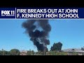 Fire at John F. Kennedy High School in Granada Hills.
