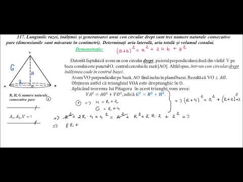 Cl a VIII-a - Recapitulare E N - pb. 117 - Aria laterala, aria totala, volumul conului
