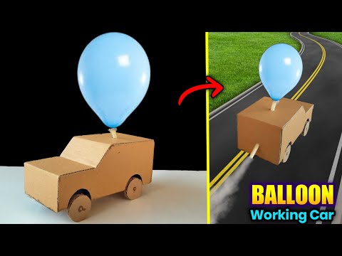 how to make cardboard car , New Balloon powered car making , how to make toy , Best school project