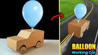 how to make cardboard car , New Balloon powered car making , how to make toy , Best school project