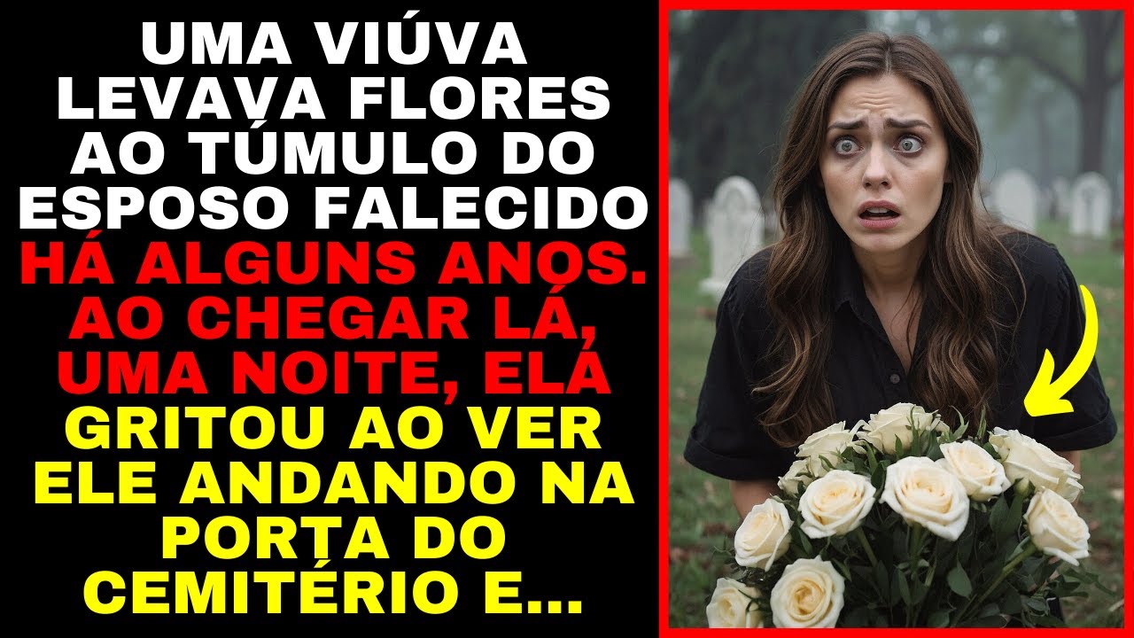 Viúva Levava Flores Ao TÚMULO DO MARIDO, Uma Noite Ela GRITOU Ao Ver ELE NA PORTA DO CEMITÉRIO E…