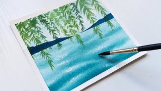 Watercolor Painting for Beginners / Lake Scenery / Step by Step Tutorial
