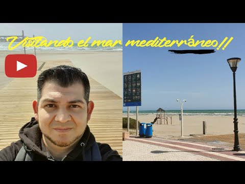 Visitando el mar mediterráneo.  Playa Gurugú, Castellón de la plana.