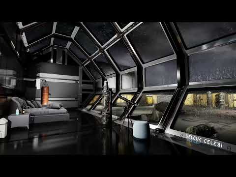 Rainy Bedroom Ambience from Alien Planet Outpost. Sci-Fi Ambiance for Sleep, Study, Relaxation