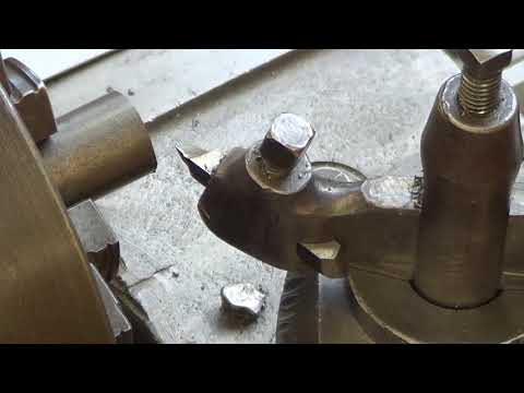 Cutter set up on metal lathe