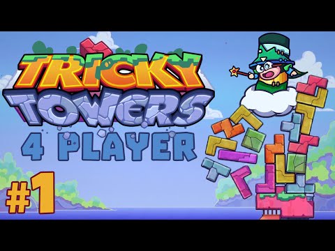 Tricky Towers - #1 - Tetris Race! (4 Player Gameplay)