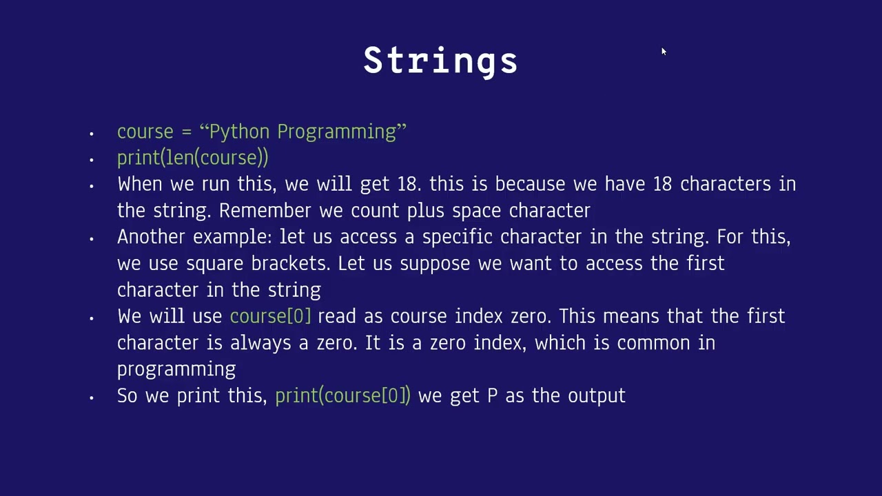 PRES3   STRINGS - PYTHON VARIABLES