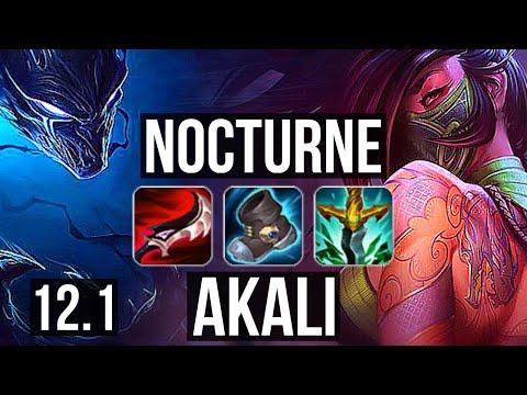 NOCTURNE vs AKALI (MID) | 2.4M mastery, Legendary, 11/2/1 | KR Diamond | 12.1