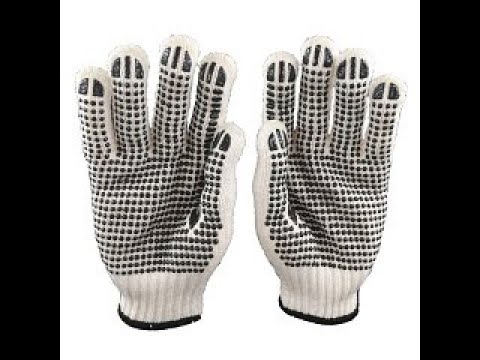 Commercial full fingered cotton dotted safety hand gloves, 6...