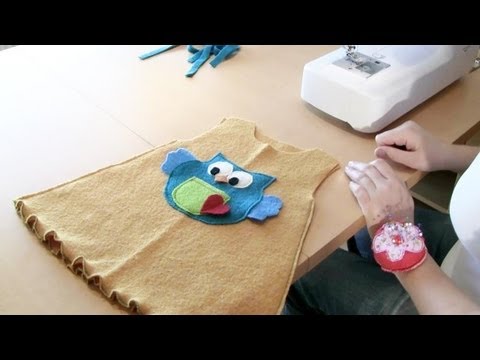 Nähen mit Claudia * Eulenkleid #02 * Eule aufnähen * Kinderkleid aus Walkstoff mit Rüschen