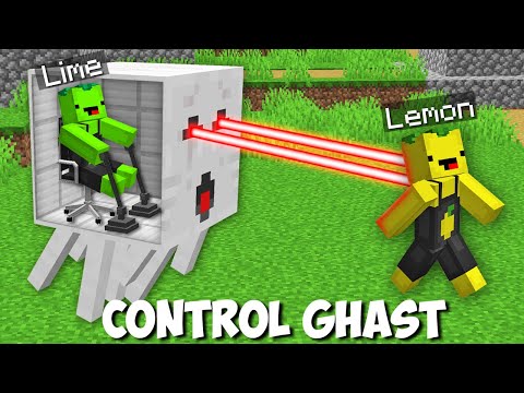 How to CONTROL A GHAST TO TROLL A FRIEND in Minecraft ? LEMON VS LIME CONTROL MOB !