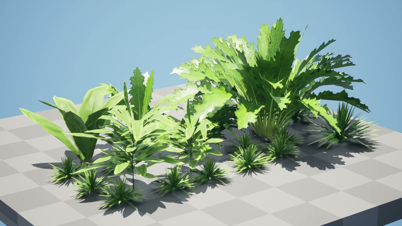 Low poly Tropical Plant grouping 3D Model