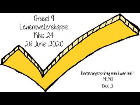 LEWENSWETENSKAP GRAAD 9: 26 Junie 2020 - periode 7 (26097)