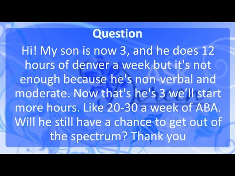 Autism Recovery using the Early Start Denver Model