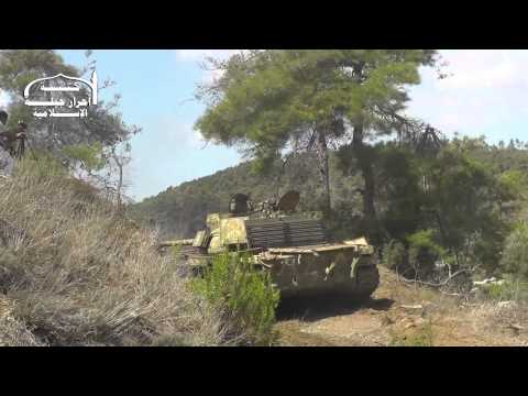 استهداف مقرات النظام بقذائف الدبابة من قبل كتيبة أحرار جبلة في ريف اللاذقية