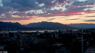 LIVE Spectacular Sunrise & Triple Cruise Ship Vancouver Arrival Coral, Zaandam & Seven Seas Explorer