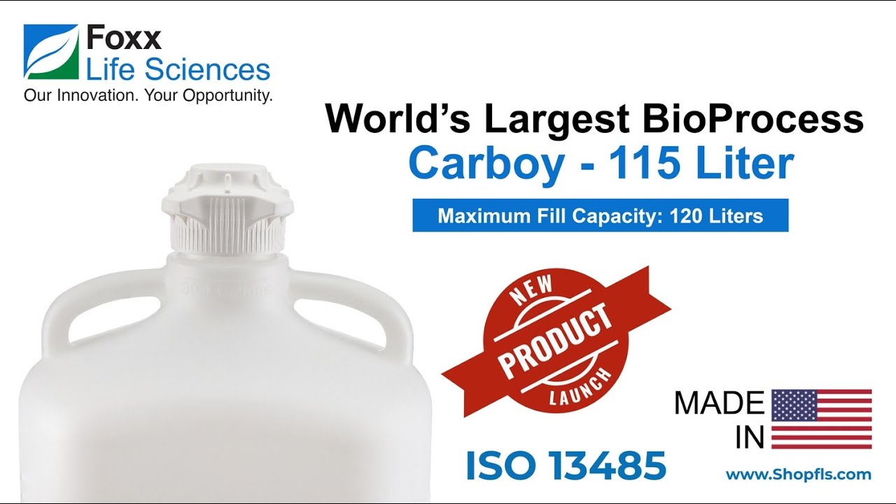 EZBio® 115L (30 Gal), 120 L Max Capacity High Density Poly Ethylene (HDPE) Carboy with 120mm Cap, Non-Sterile — video