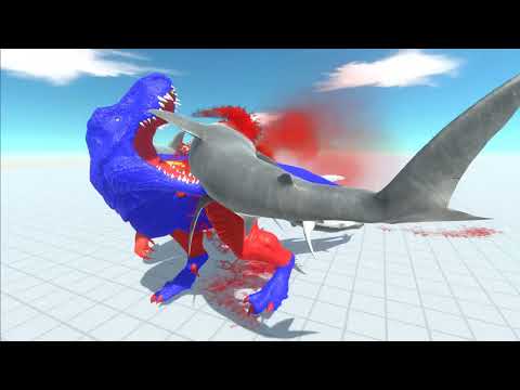 2 T REX VS Great White Shark - Animal Revolt Battle Simulator