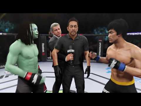 Master Yoda vs. Bruce Lee (EA Sports UFC 2) - CPU vs. CPU - Crazy UFC 👊🤪