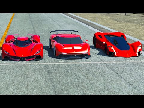 Ferrari P80/C vs Ferrari Marte 2050 Concept vs Ferrari Piero 2025 at Spa