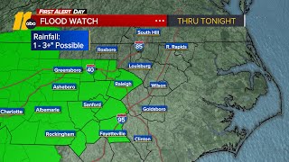 RADAR: Flood watch issued for Triangle, areas south through tonight