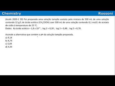 Acafe 2020 1 Medicina - Q39 pH de solução tampão