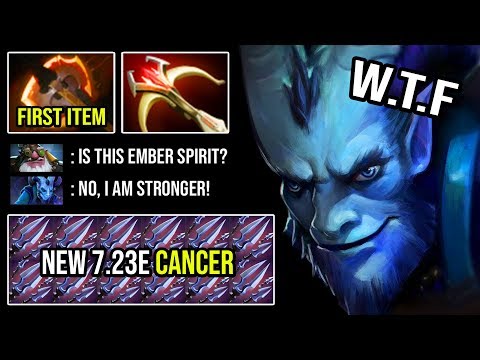 WHEN RIKI HAS BECOME THE NEW EMBER IN 7.23E First Item 12Min Battlefury Crazy Dagger Buff DotA 2