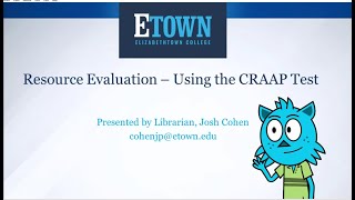 Resource Evaluation - Using the CRAAP Test