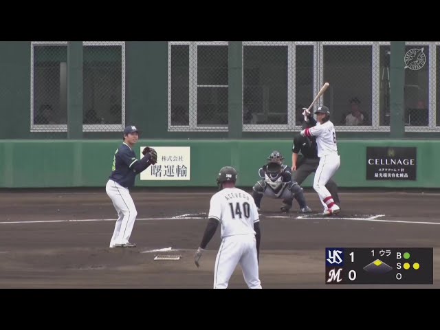 【ファーム】すぐさま同点‼ マリーンズ・西川史礁 上手くレフトの横へ運ぶタイムリーヒット‼ 2025年4月20日 千葉ロッテマリーンズ 対 東京ヤクルトスワローズ