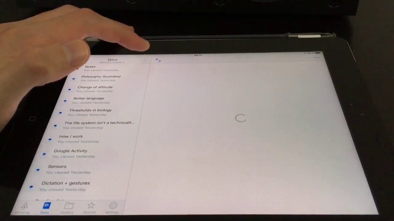 video recording of creating a new note in Dropbox Paper on an iPad 3