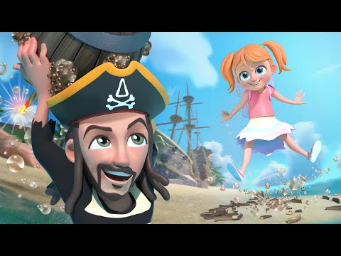 PiRATE iSLAND the CARTOON!!  it’s a Battle for Beach Treasure! with Pirate Dad vs Fairy Adley in 3D