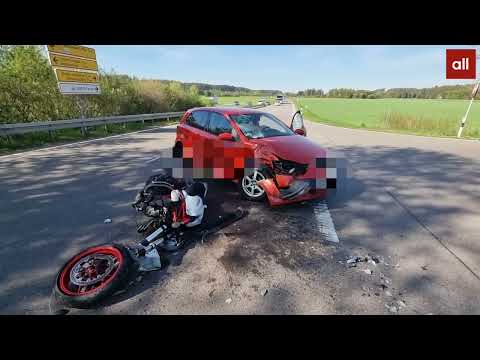 Motorradfahrer (19) nach Unfall bei Geisenried schwer verletzt