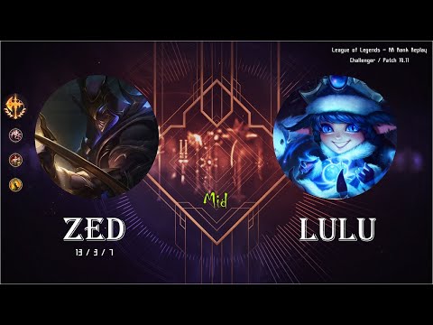 [Mid] Zed vs Lulu - KR Replays (C) / 롤 미드 제드