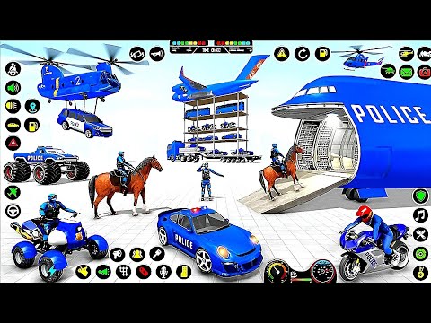 US Police Car Transporter Driving - Police Vehicles in Cargo Plane Simulator - Android GamePlay #1