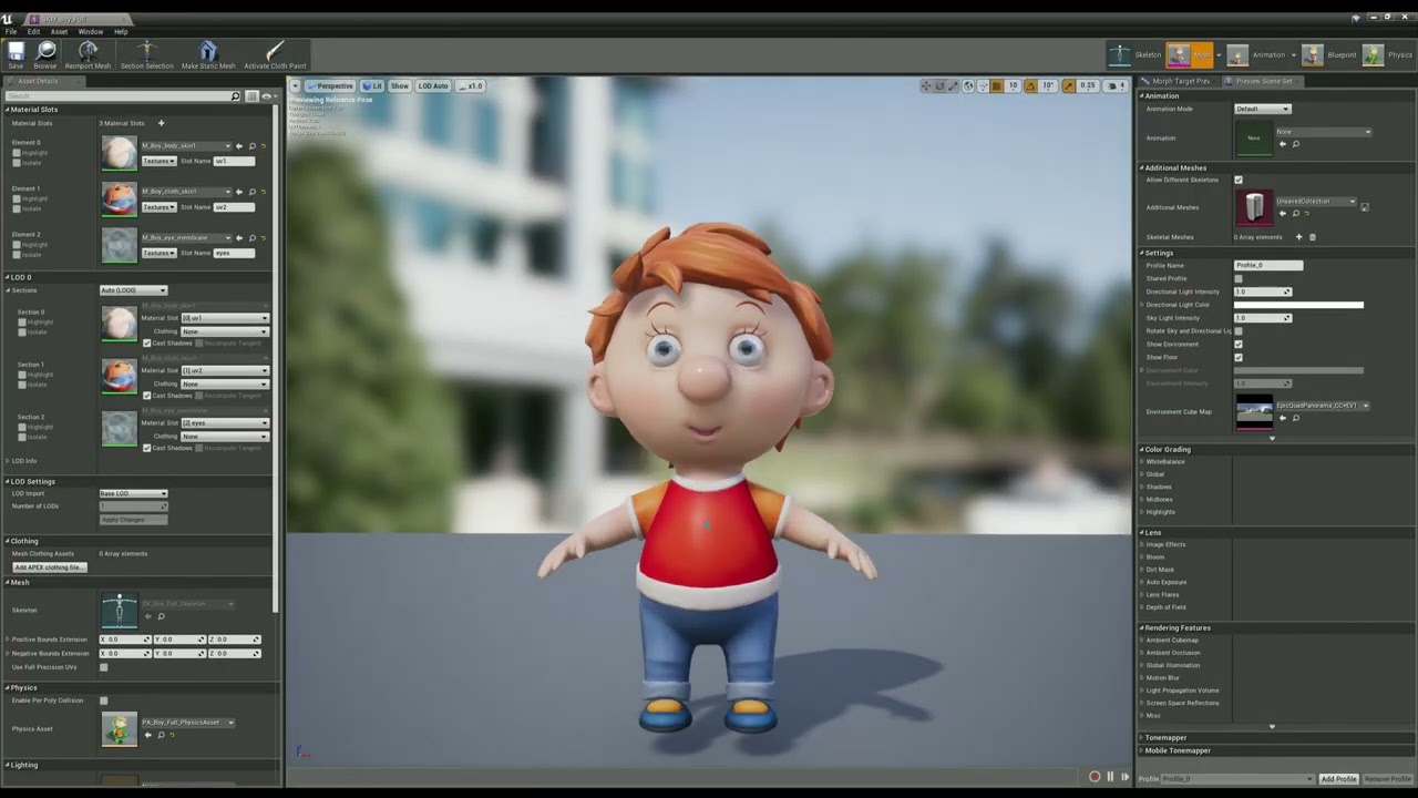 Boy unreal unity 19 animations rig in maya 3D Model