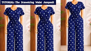 How To Cut & Sew a Drawstring Waist Palazzo Jumpsuit | Beginner Friendly DIY Tutorial
