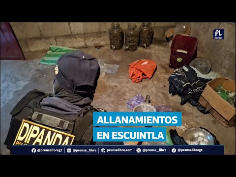Allanamientos por extorsión en Escuintla dejan armas, drogas y dinero en efectivo decomisados