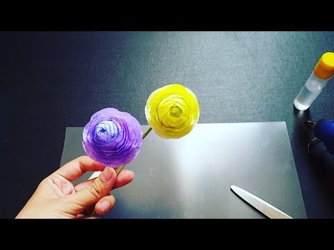 Crepe paper flowers, How to make Paper Ranunculus flower from crepe paper II- small size