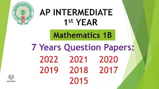 Download Lagu AP inter 1st year Maths 1B 2022, 2021, 2020, 2019, 2018, 2017 Question Papers (EM) Boards Past Paper Thumbnail